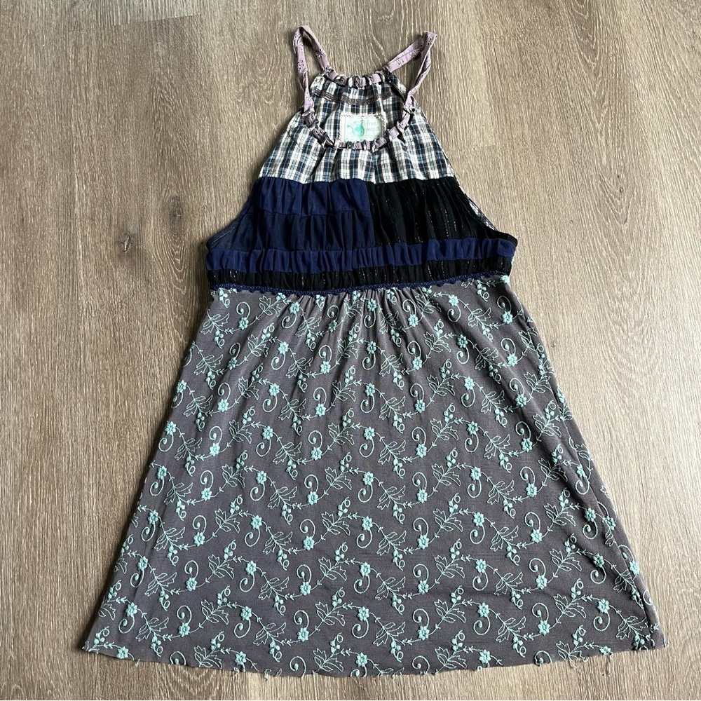 Vintage Free People Sleeveless Mixed Media Patch Dress
